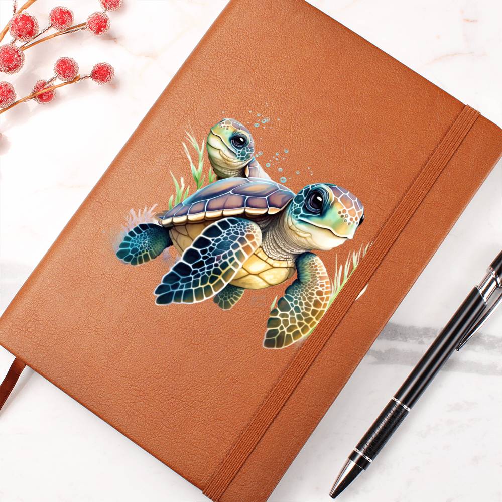 Cute Sea Turtle 010 - Vegan Leather Journal