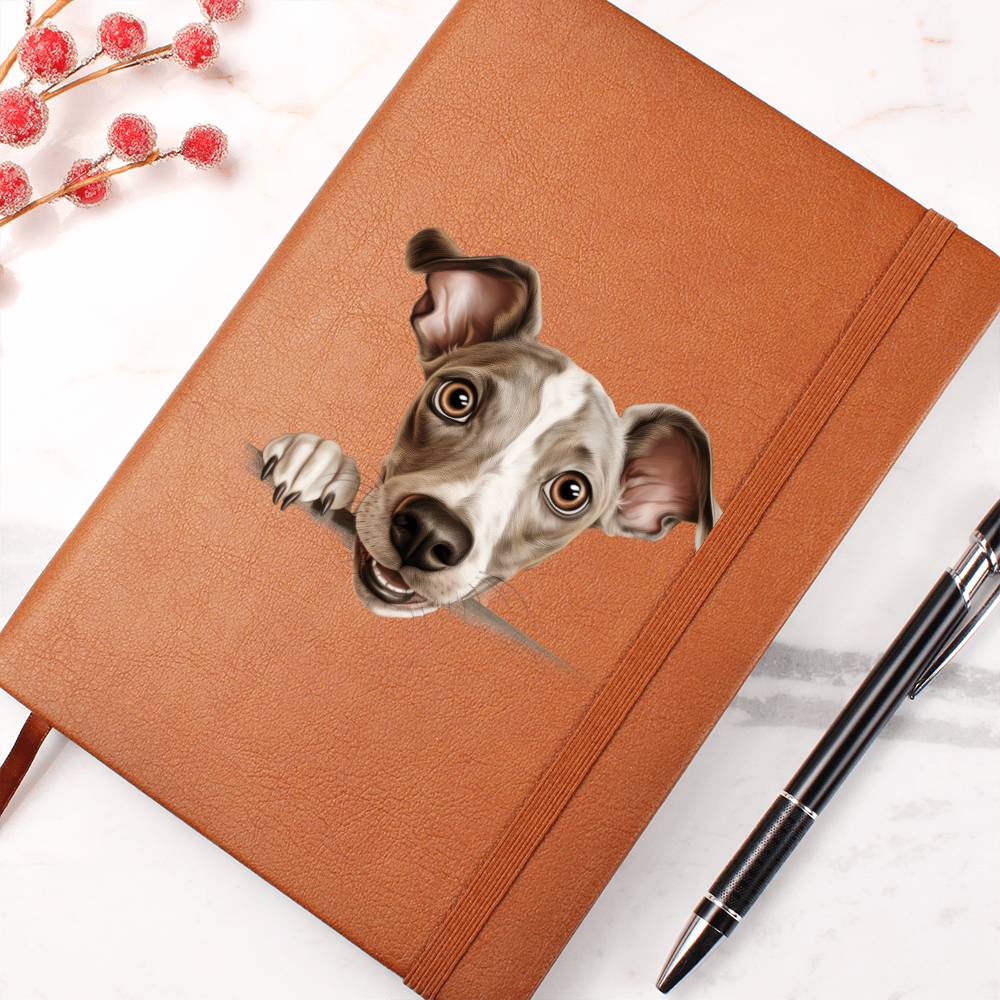 Italian Greyhound Peeking - Vegan Leather Journal