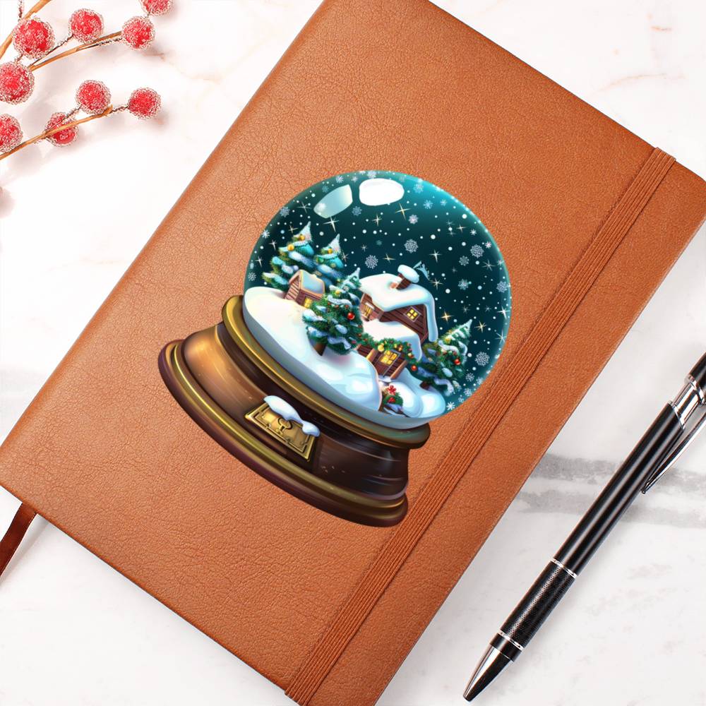 Watercolor Christmas Snow Globe 004 - Vegan Leather Journal