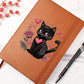 Valentine's Day Black Cat 036 - Vegan Leather Journal