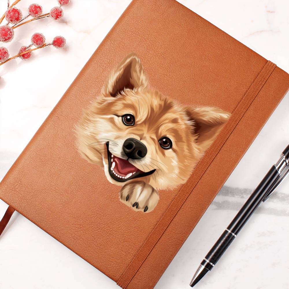 Finnish Spitz Peeking - Vegan Leather Journal