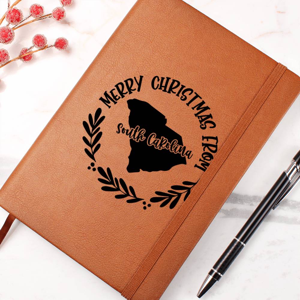 Merry Christmas From South Carolina - Vegan Leather Journal