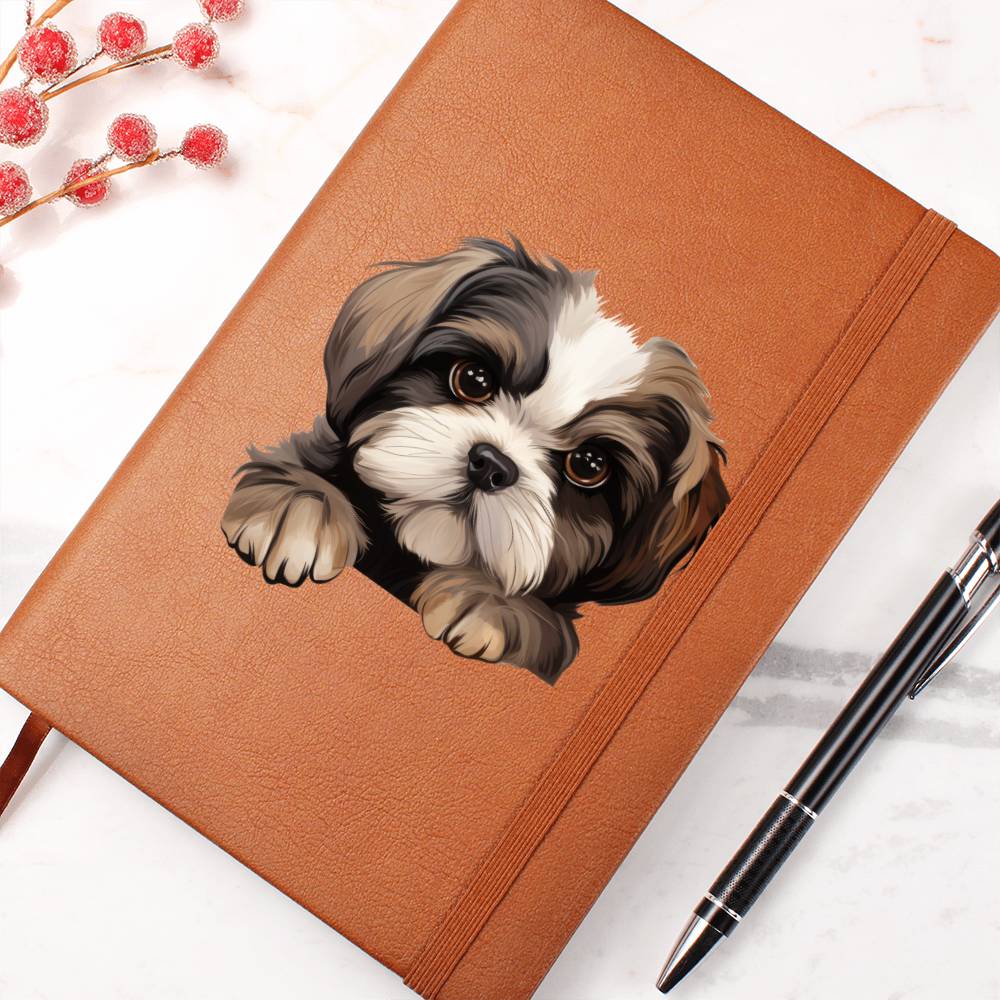 Shih Tzu Peeking - Vegan Leather Journal