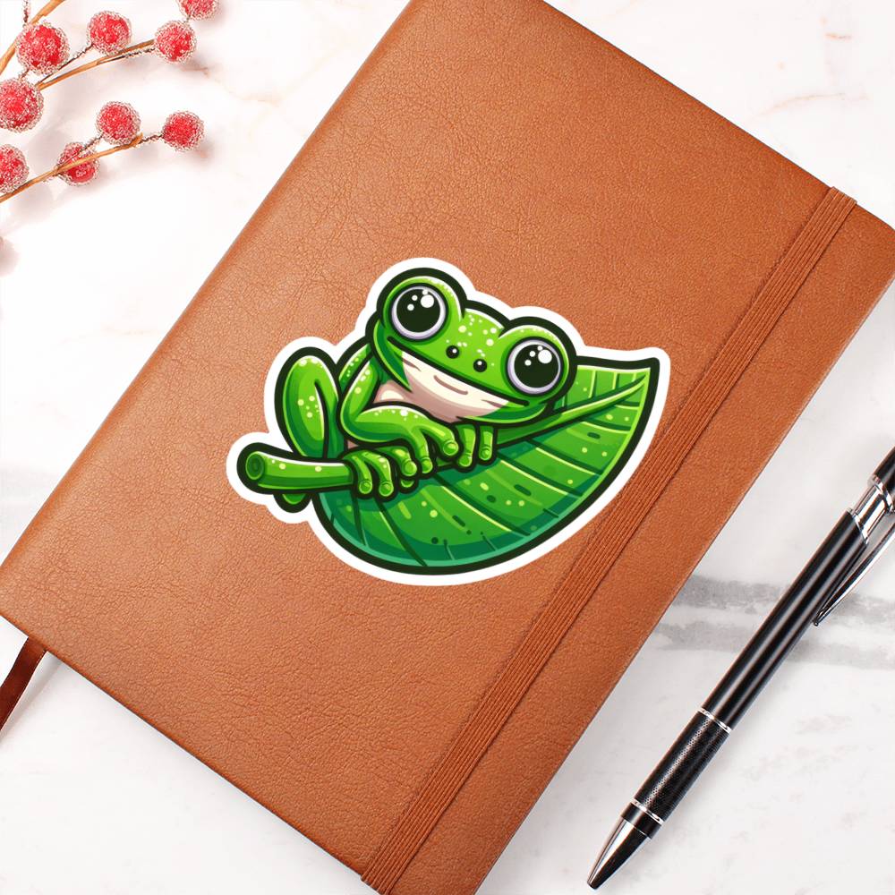 Cute Tree frog sticker 197 - Vegan Leather Journal