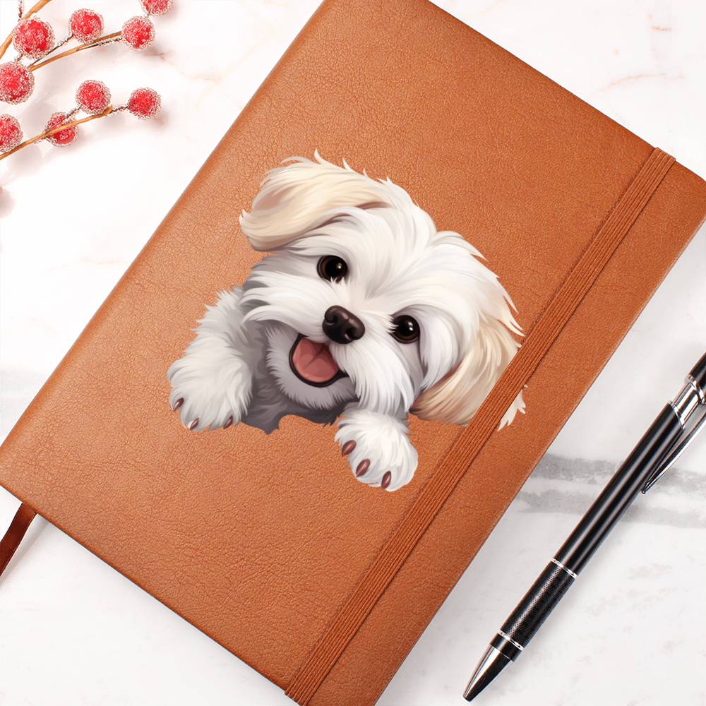 Maltese Peeking - Vegan Leather Journal