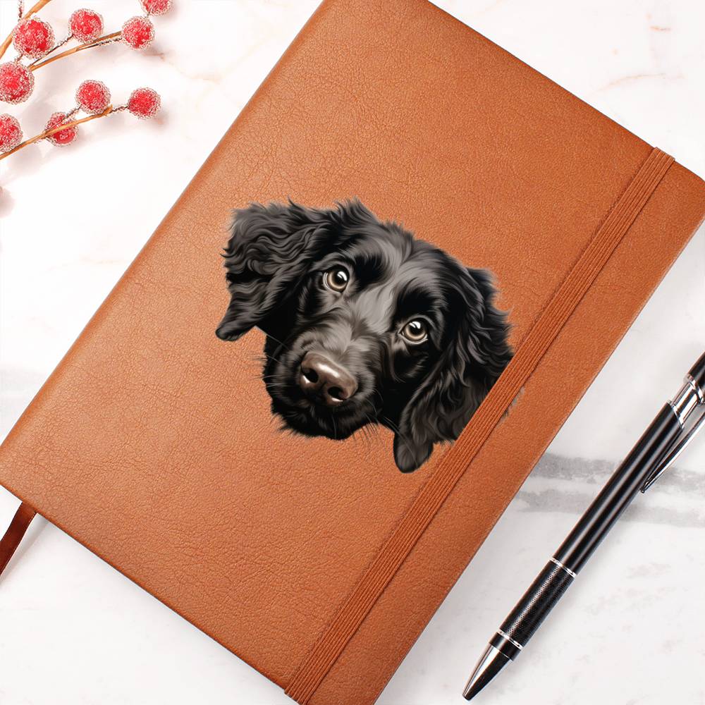 Curly-Coated Retriever Peeking - Vegan Leather Journal