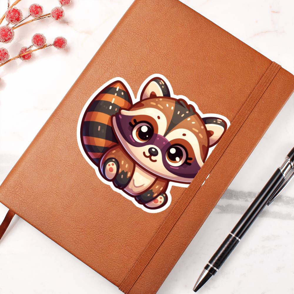 Cute Raccoon sticker 139 - Vegan Leather Journal