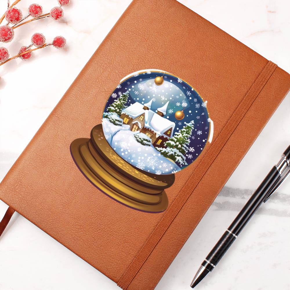 Watercolor Christmas Snow Globe 035 - Vegan Leather Journal