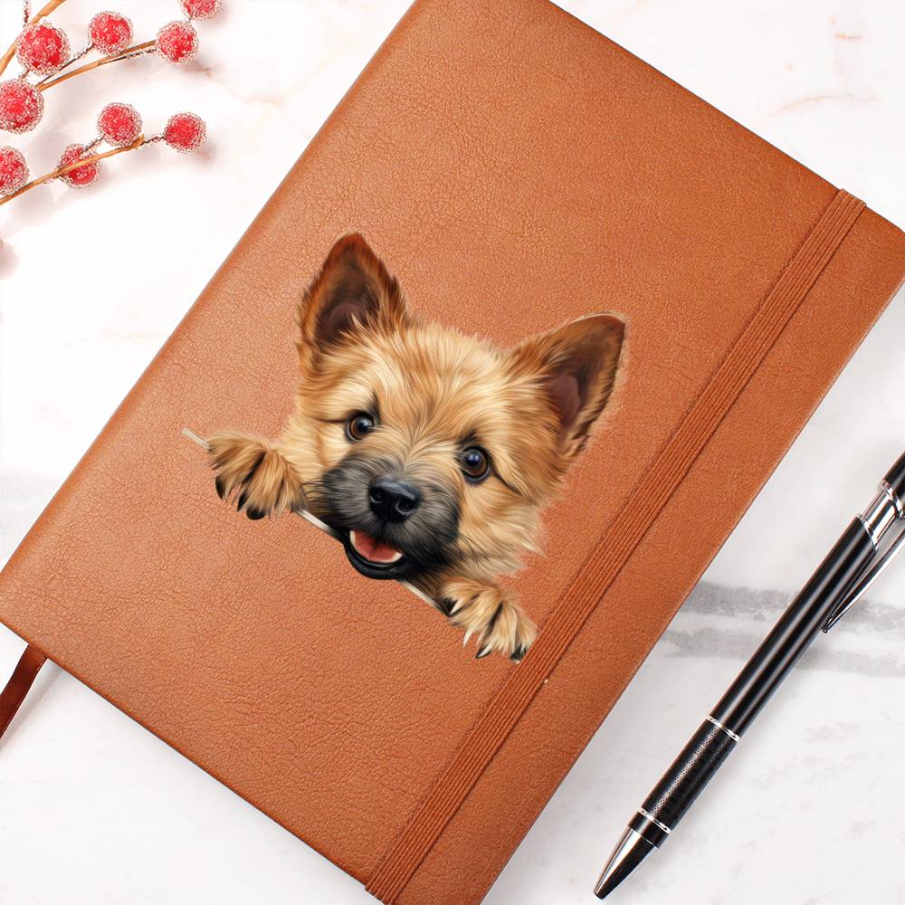 Norwich Terrier Peeking - Vegan Leather Journal