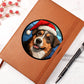 Dog Stained Glass Christmas Design 008 - Vegan Leather Journal