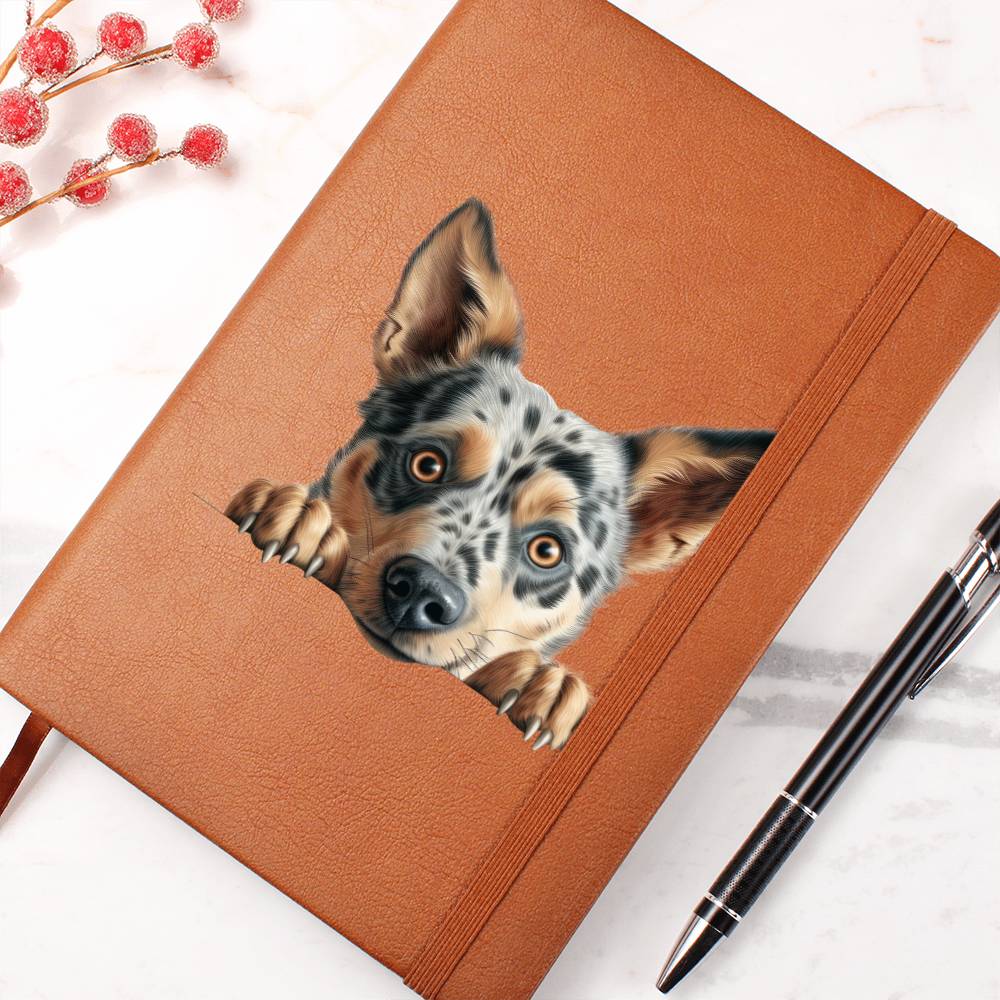 Australian Cattle Dog Peeking - Vegan Leather Journal