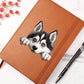 Siberian Husky Peeking - Vegan Leather Journal