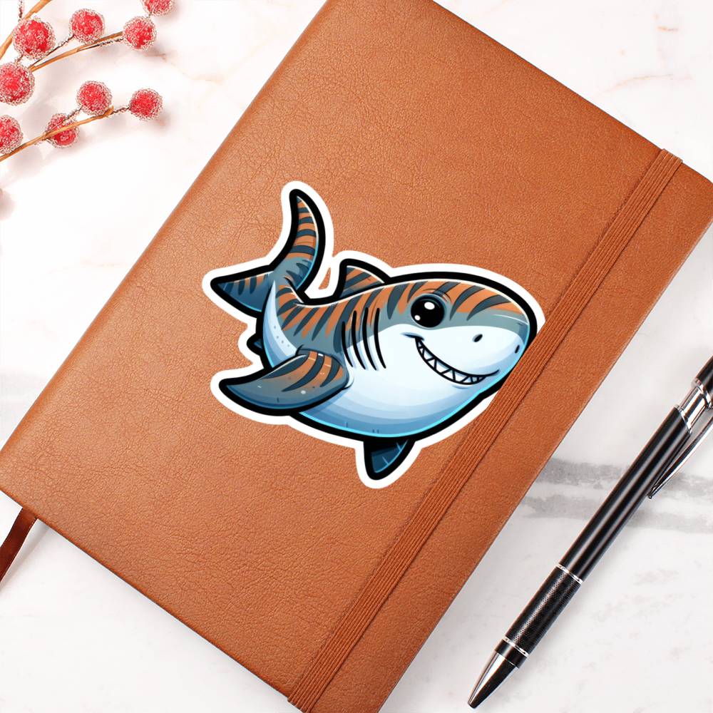 Cute Tiger shark sticker 193 - Vegan Leather Journal