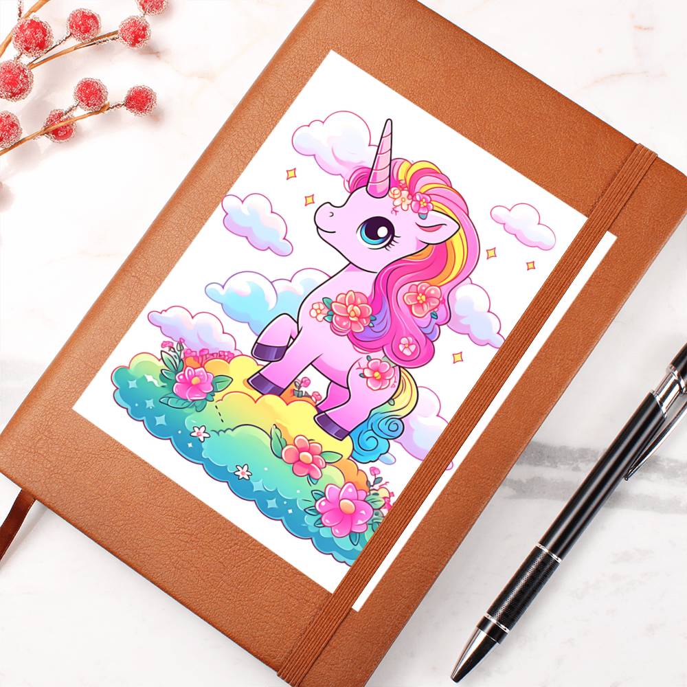 Cute Unicorn 109 - Vegan Leather Journal