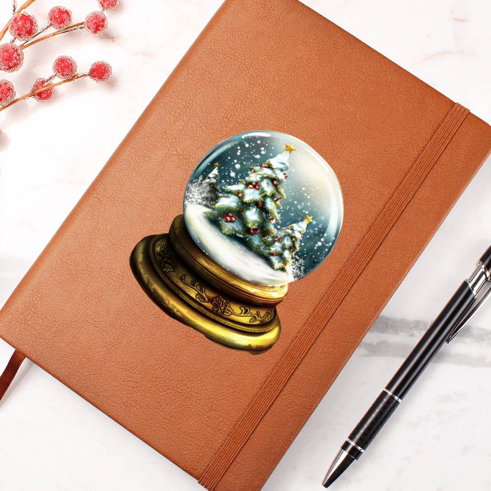 Watercolor Christmas Snow Globe 031 - Vegan Leather Journal