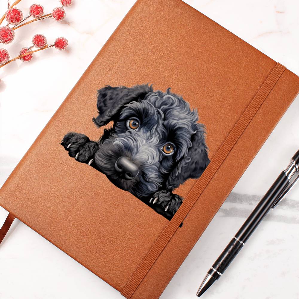 Kerry Blue Terrier Peeking - Vegan Leather Journal