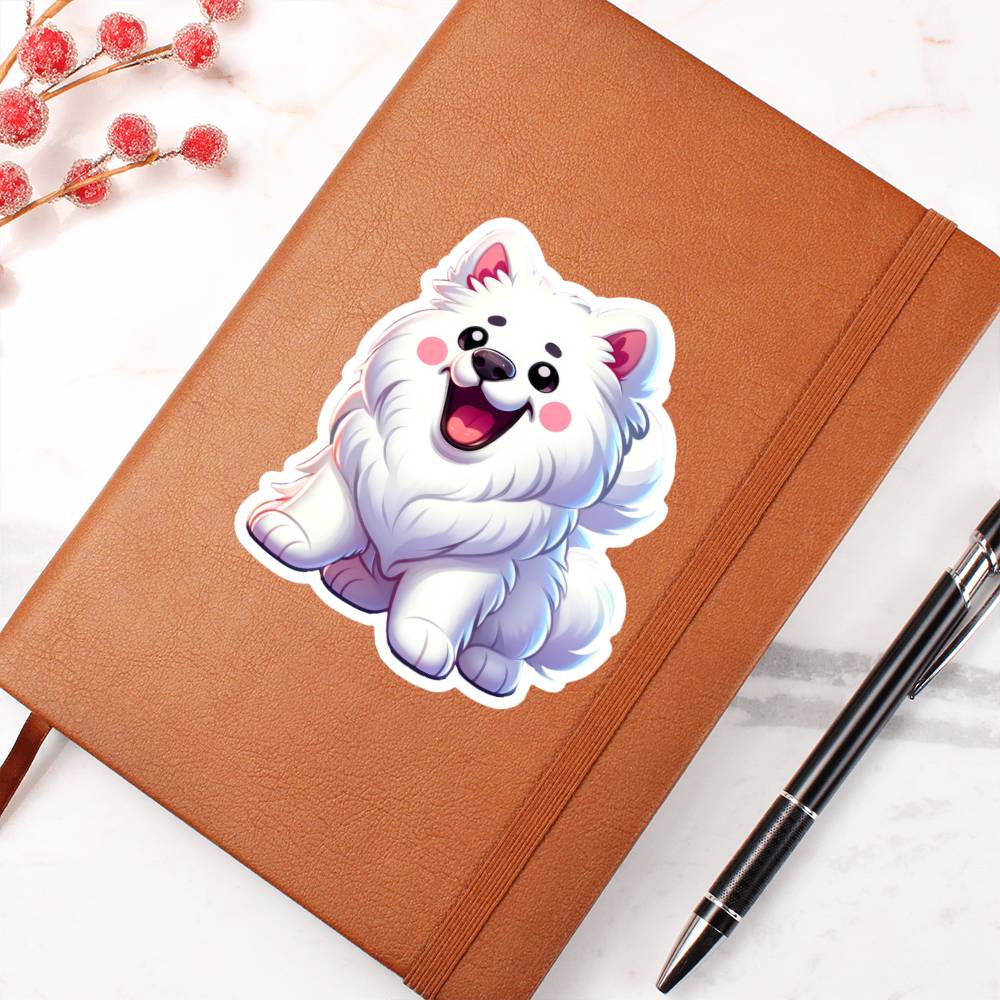 Cute Samoyed dog sticker 154 - Vegan Leather Journal