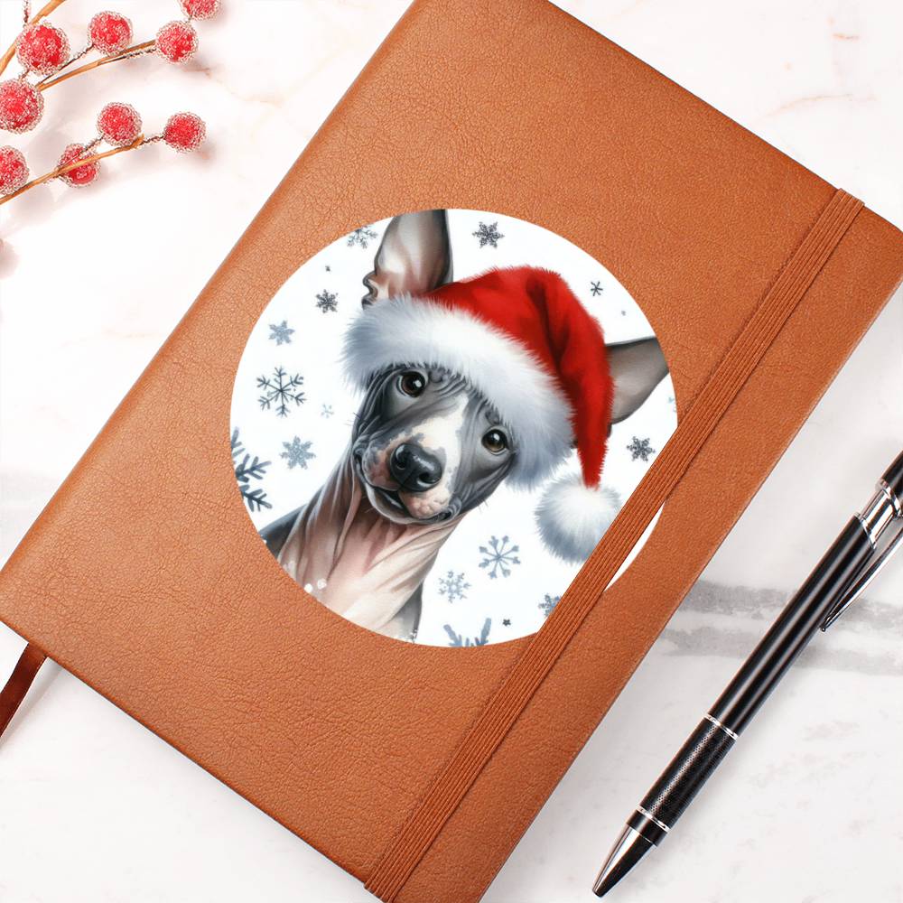 Christmas Dog - American Hairless Terrier - Vegan Leather Journal