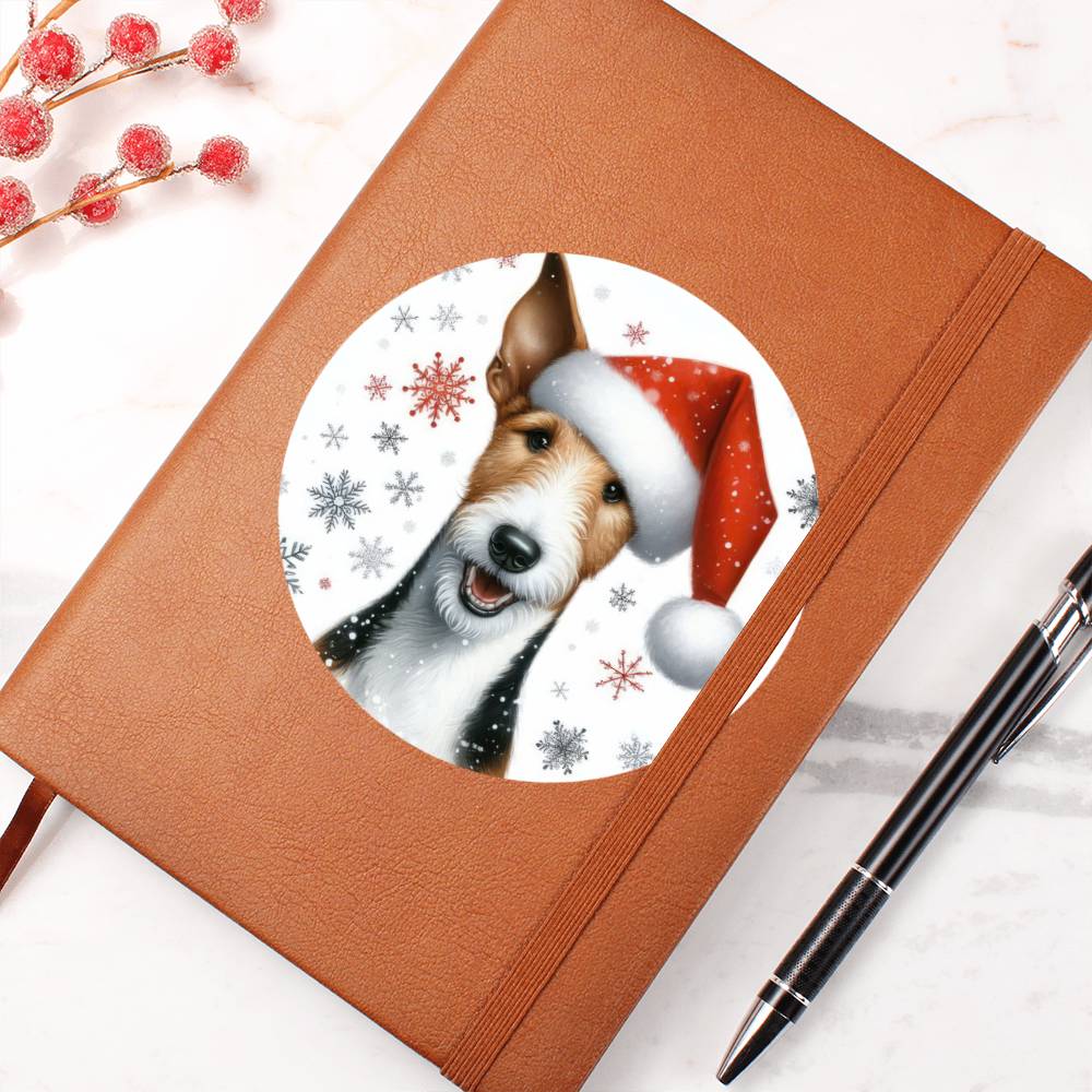 Christmas Dog - Smooth Fox Terrier - Vegan Leather Journal