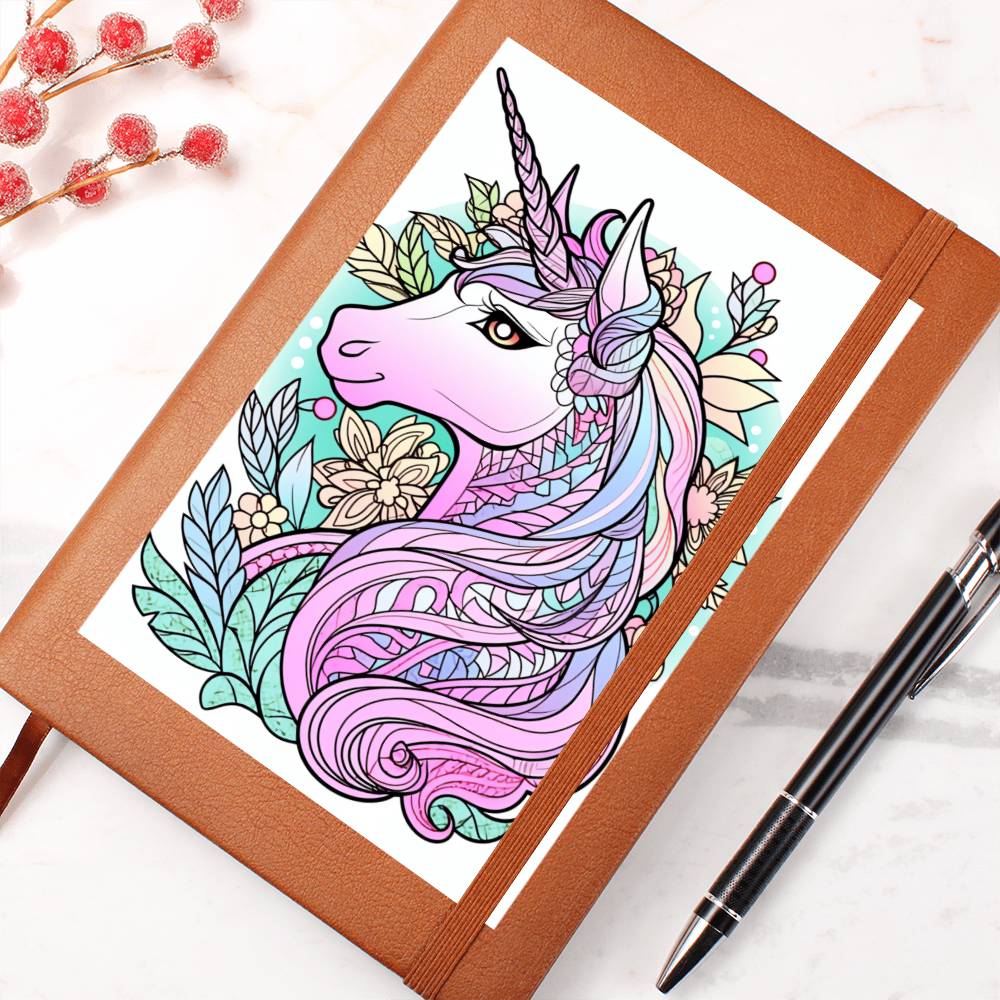 Cute Unicorn 090 - Vegan Leather Journal
