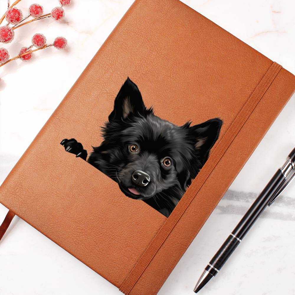 Schipperke Peeking - Vegan Leather Journal