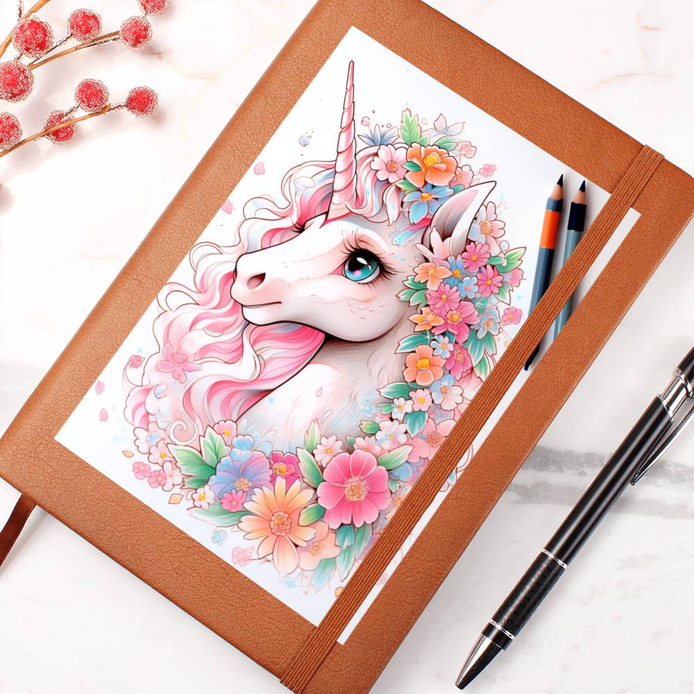 Cute Unicorn 099 - Vegan Leather Journal