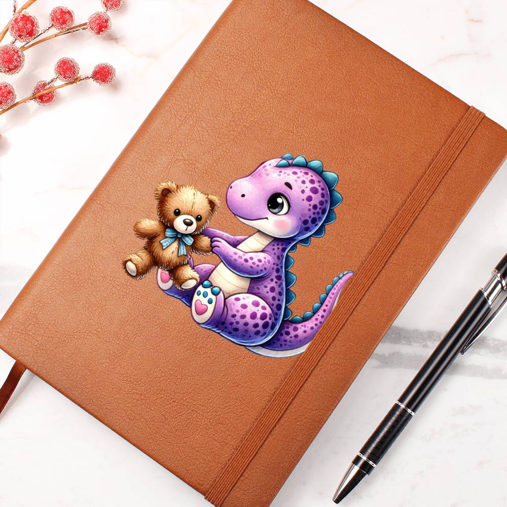 Colorful Baby Dinosaur 059 - Vegan Leather Journal