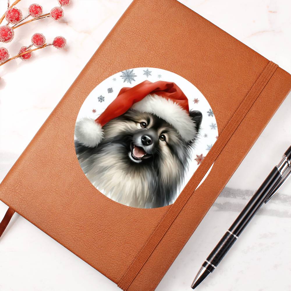 Christmas Dog - Keeshond - Vegan Leather Journal