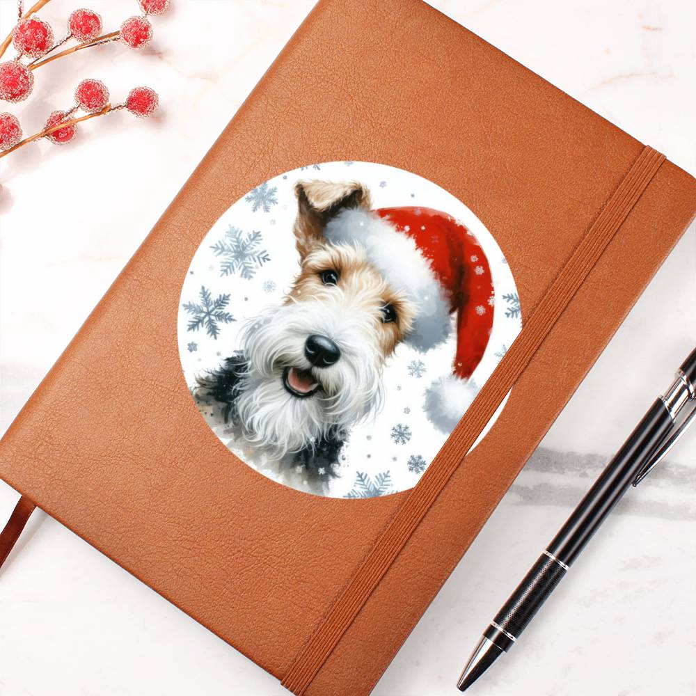 Christmas Dog - Wire Fox Terrier - Vegan Leather Journal