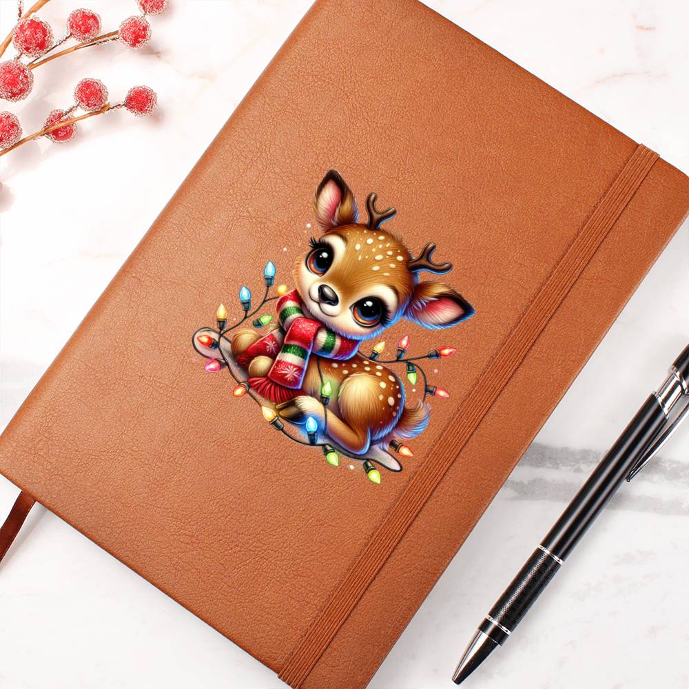 Cute Christmas Reindeer 025 - Vegan Leather Journal
