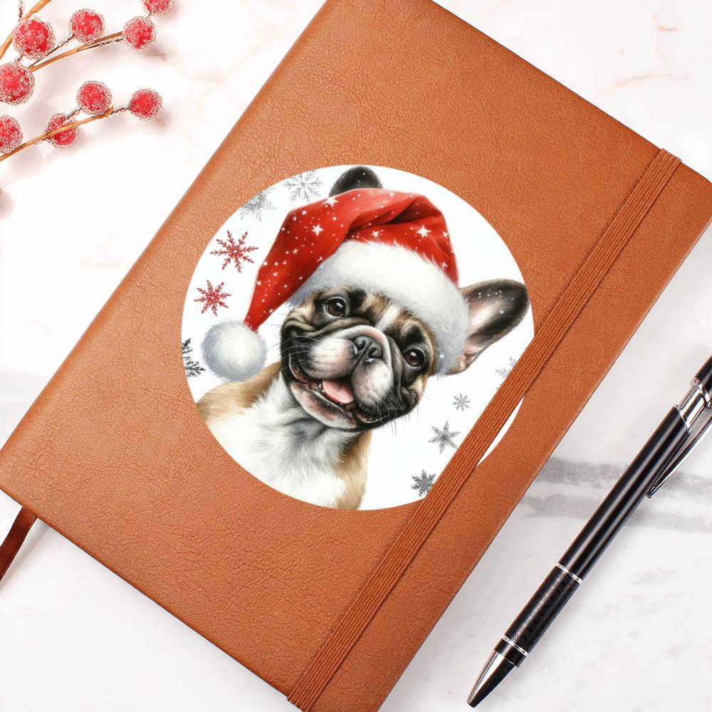 Christmas Dog - French Bulldog - Vegan Leather Journal