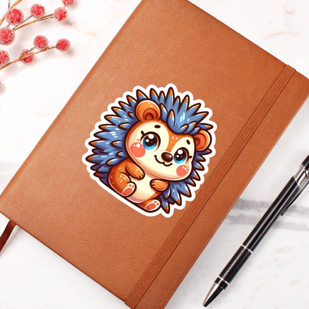 Cute Hedgehog sticker 66 - Vegan Leather Journal