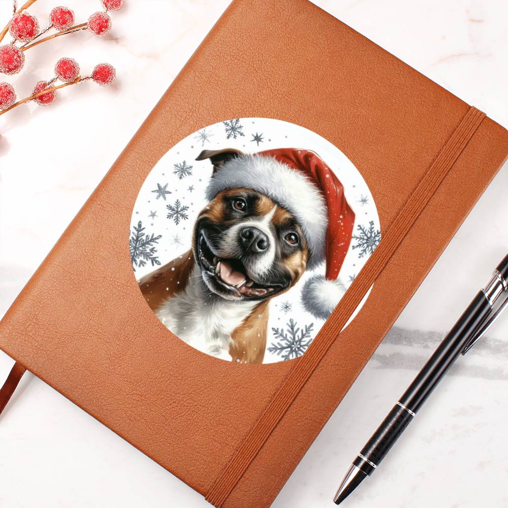 Christmas Dog - Staffordshire Bull Terrier - Vegan Leather Journal