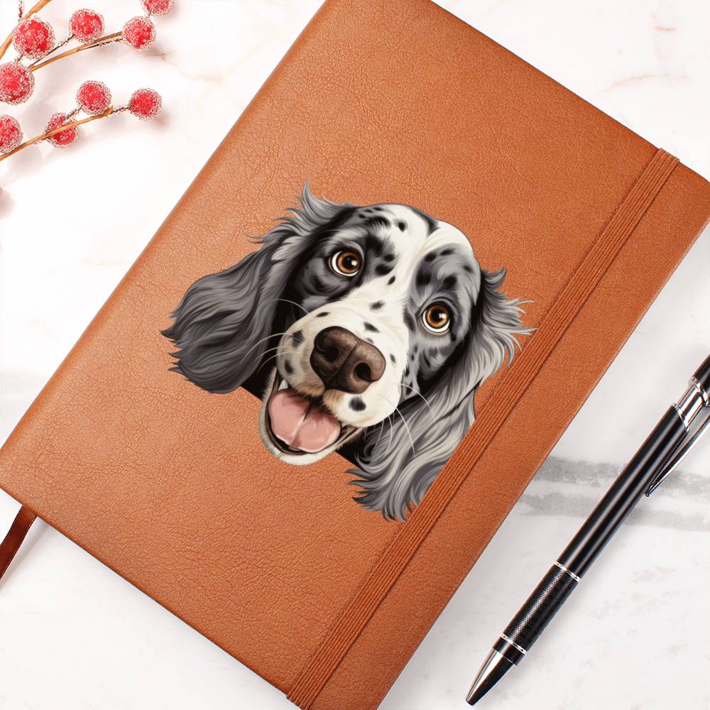 English Setter Peeking - Vegan Leather Journal
