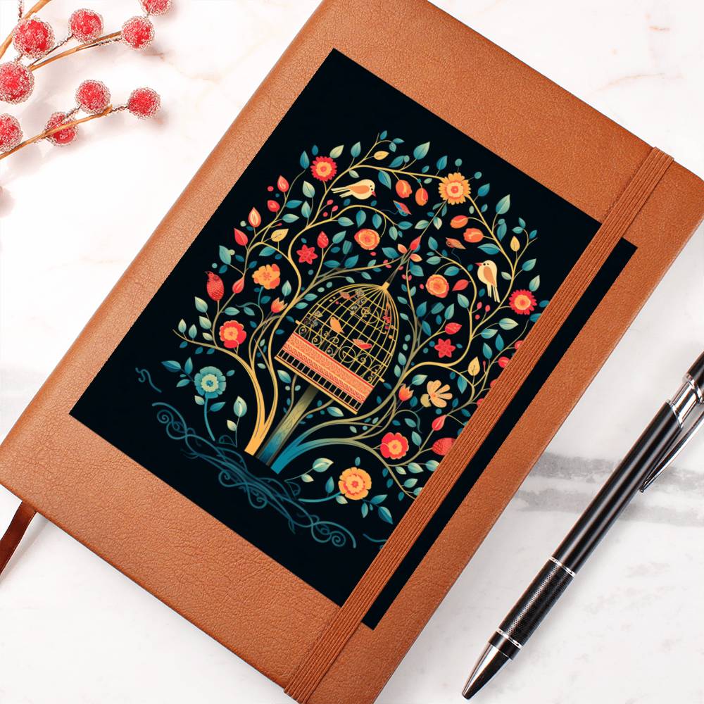 Birds And Floral Design 166 - Vegan Leather Journal