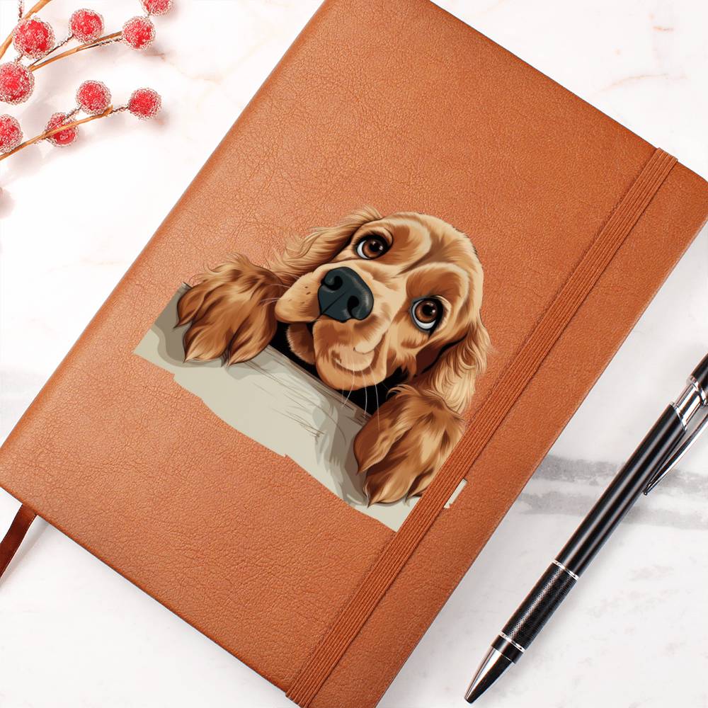 English Cocker Spaniel Peeking - Vegan Leather Journal