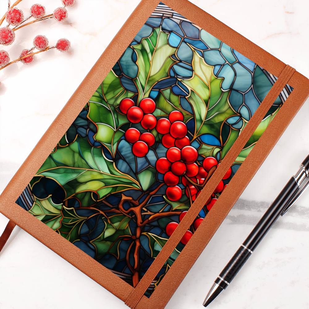 Christmas Stained Glass Design 031 - Vegan Leather Journal