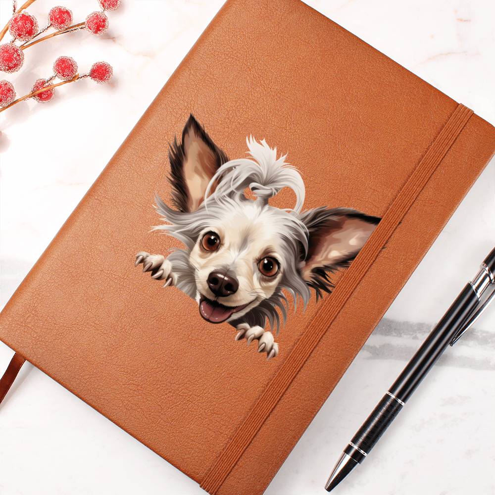 Chinese Crested Peeking - Vegan Leather Journal