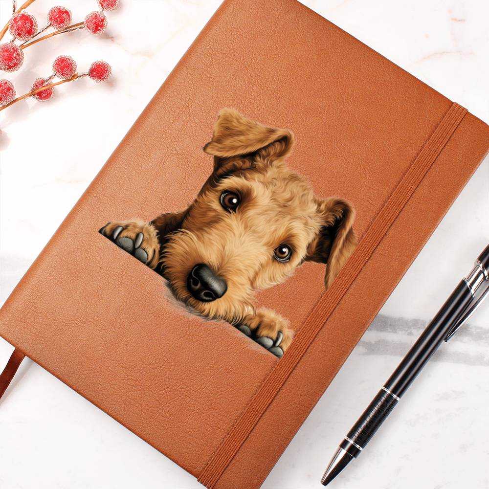 Lakeland Terrier Peeking - Vegan Leather Journal