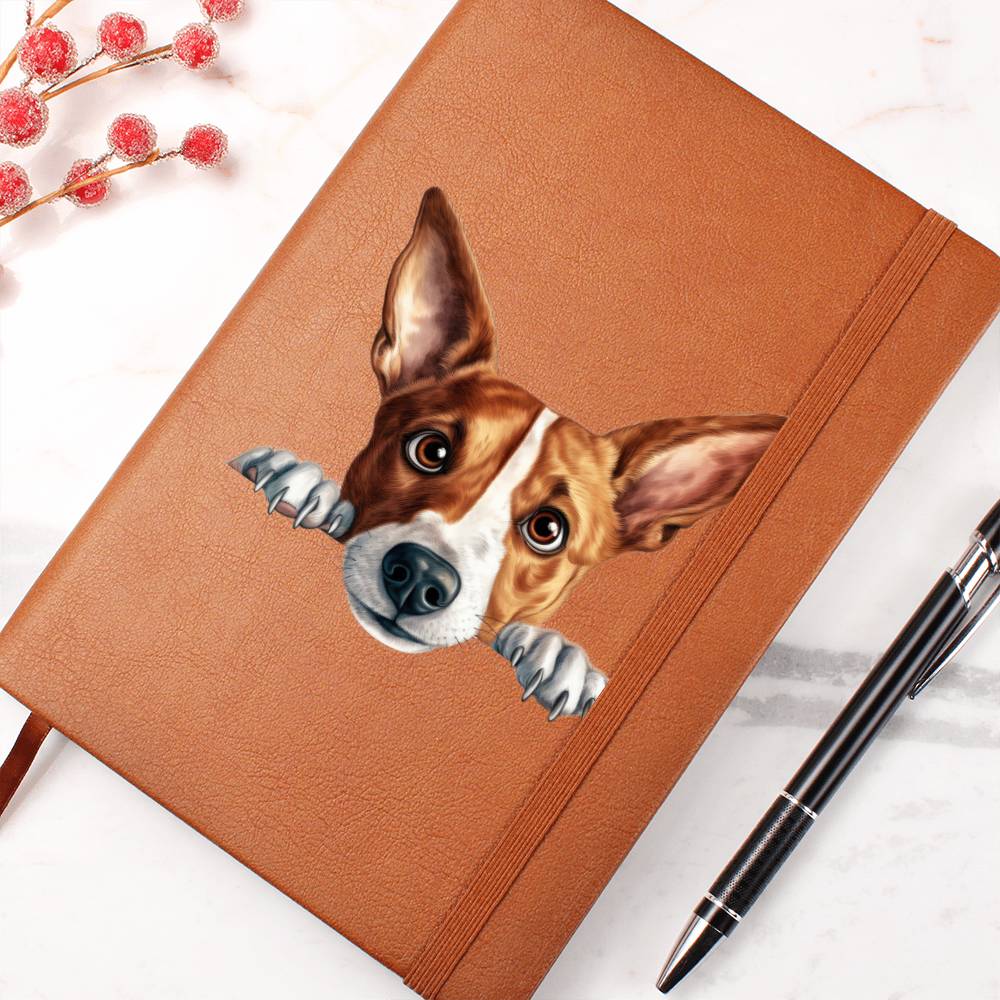 Basenji Peeking - Vegan Leather Journal