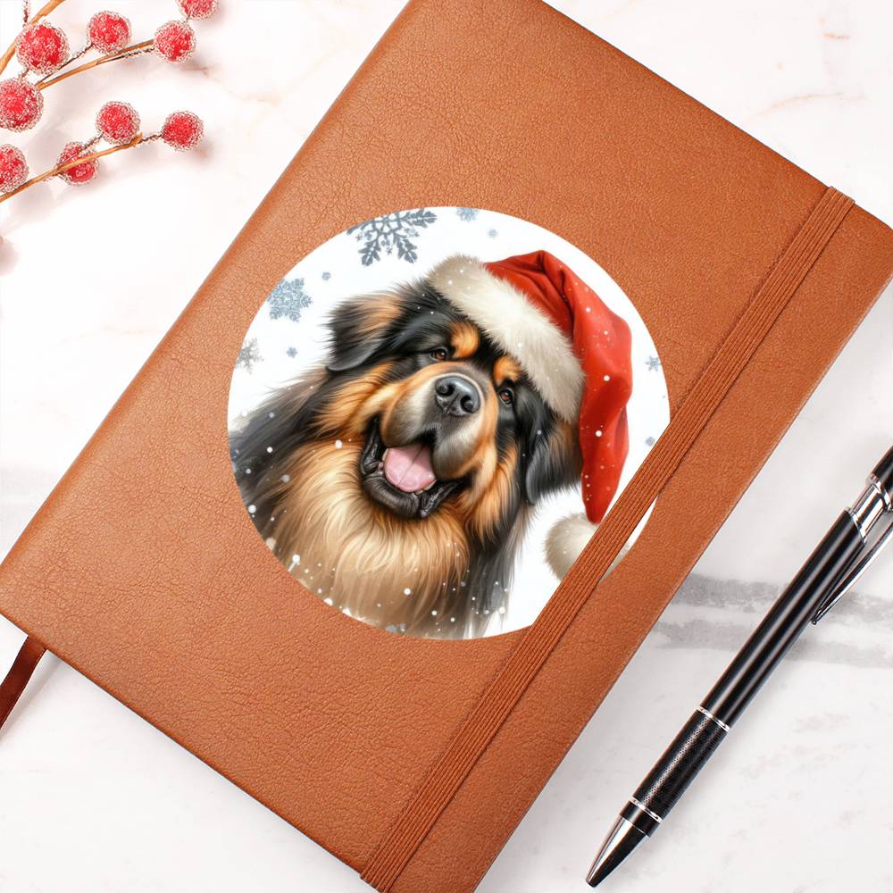 Christmas Dog - Tibetan Mastiff - Vegan Leather Journal