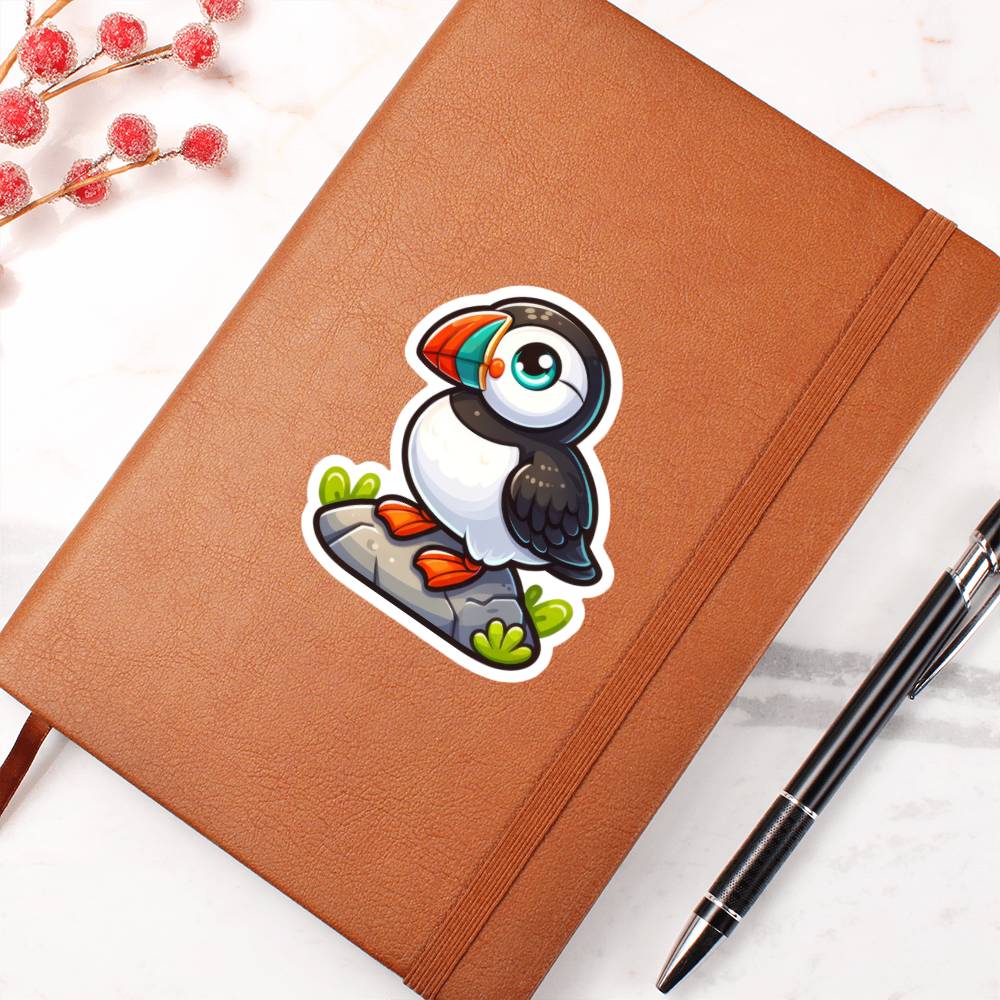 Cute Puffin sticker 121 - Vegan Leather Journal