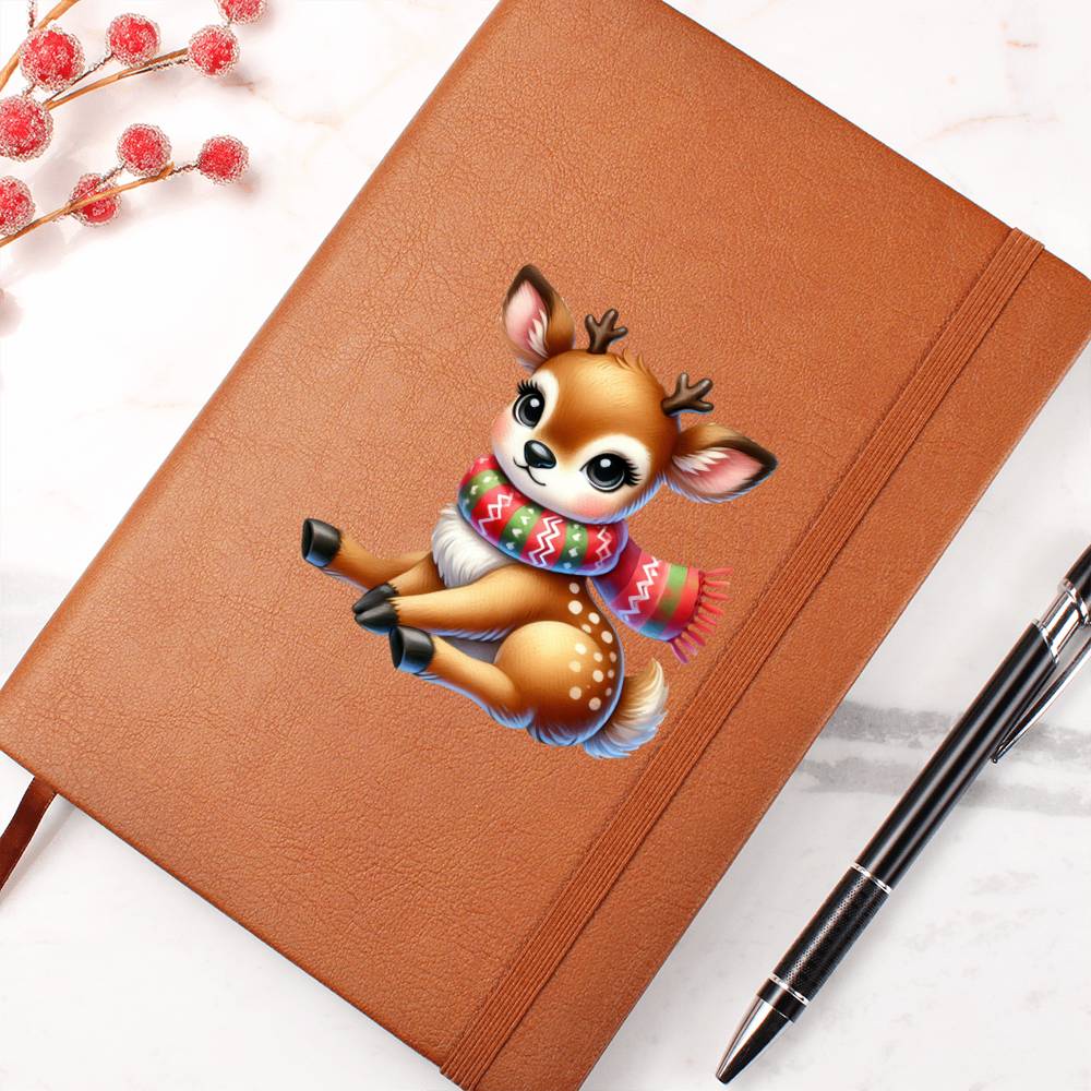 Cute Christmas Reindeer 003 - Vegan Leather Journal