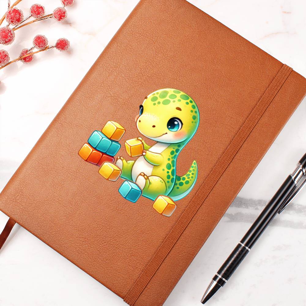 Colorful Baby Dinosaur 102 - Vegan Leather Journal