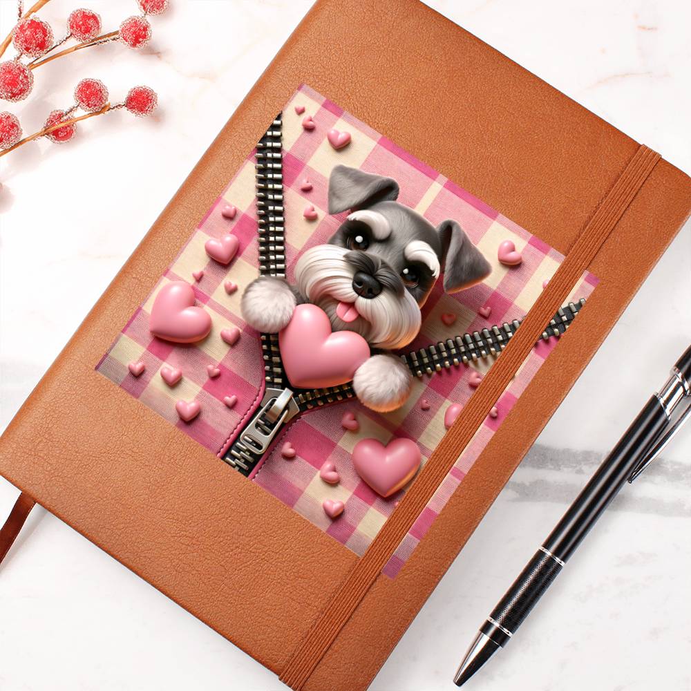Valentine's Day Dog And Zipper 003 - Vegan Leather Journal