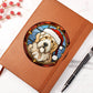 Dog Stained Glass Christmas Design 025 - Vegan Leather Journal