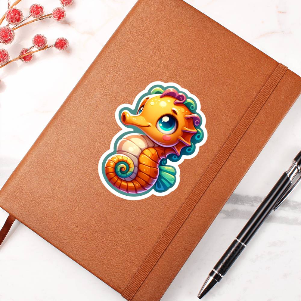 Cute Seahorse sticker 145 - Vegan Leather Journal