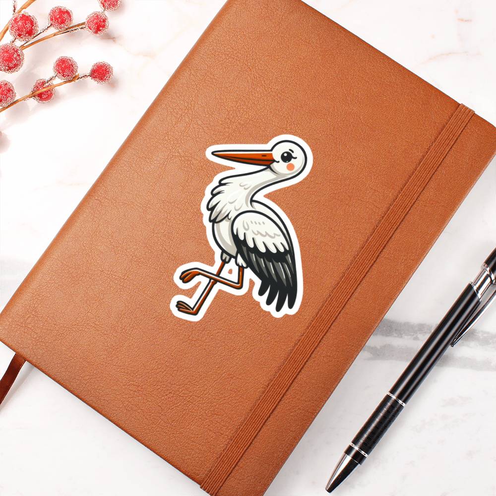 Cute Stork sticker 170 - Vegan Leather Journal