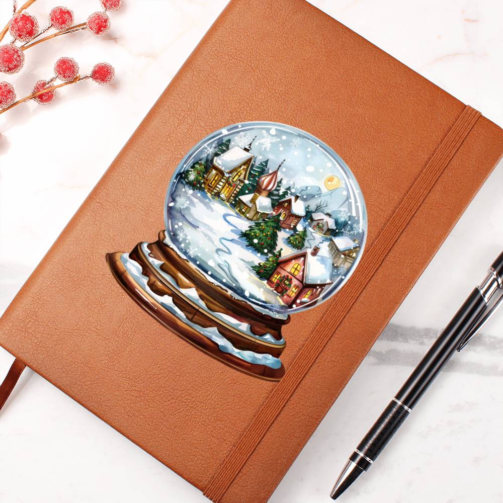 Watercolor Christmas Snow Globe 045 - Vegan Leather Journal