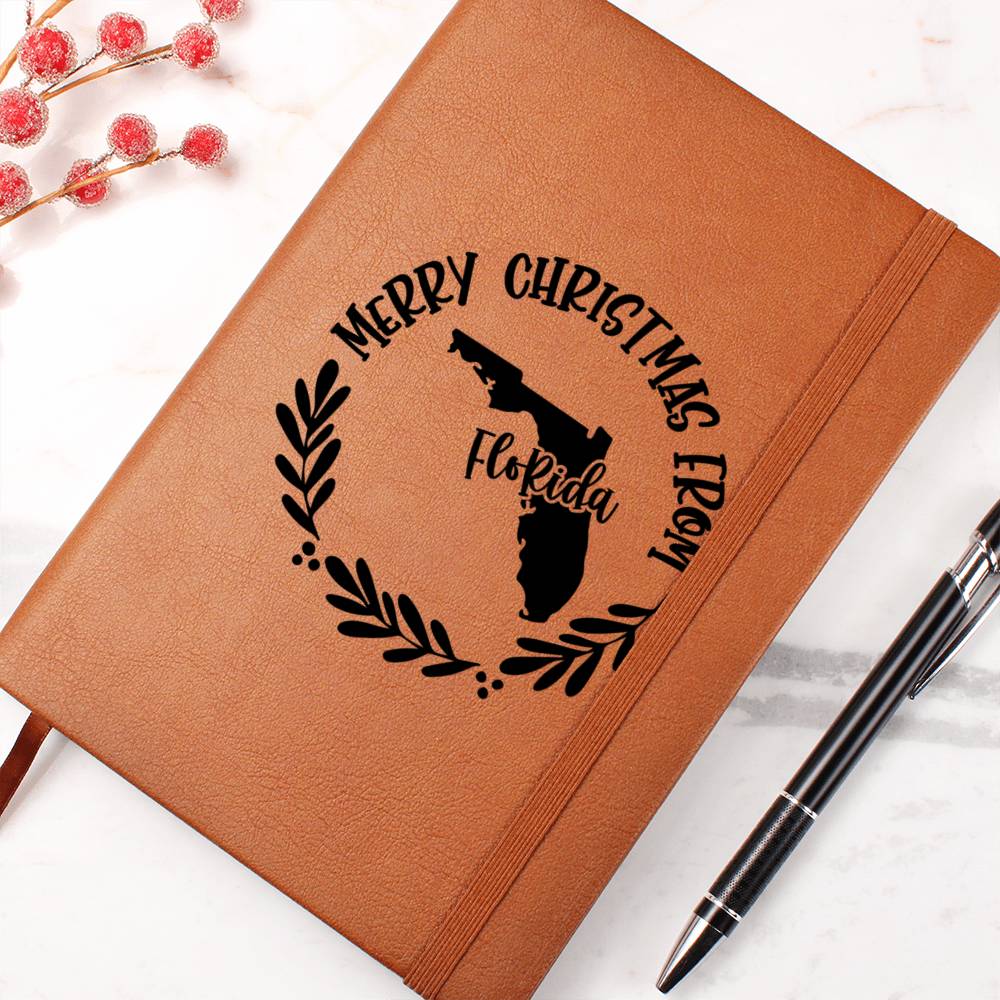 Merry Christmas From Florida - Vegan Leather Journal